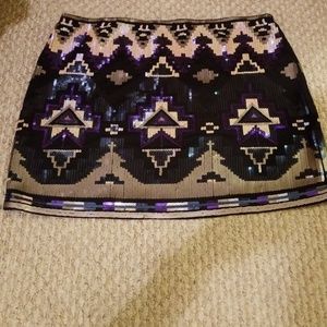 Express black sequined skirt